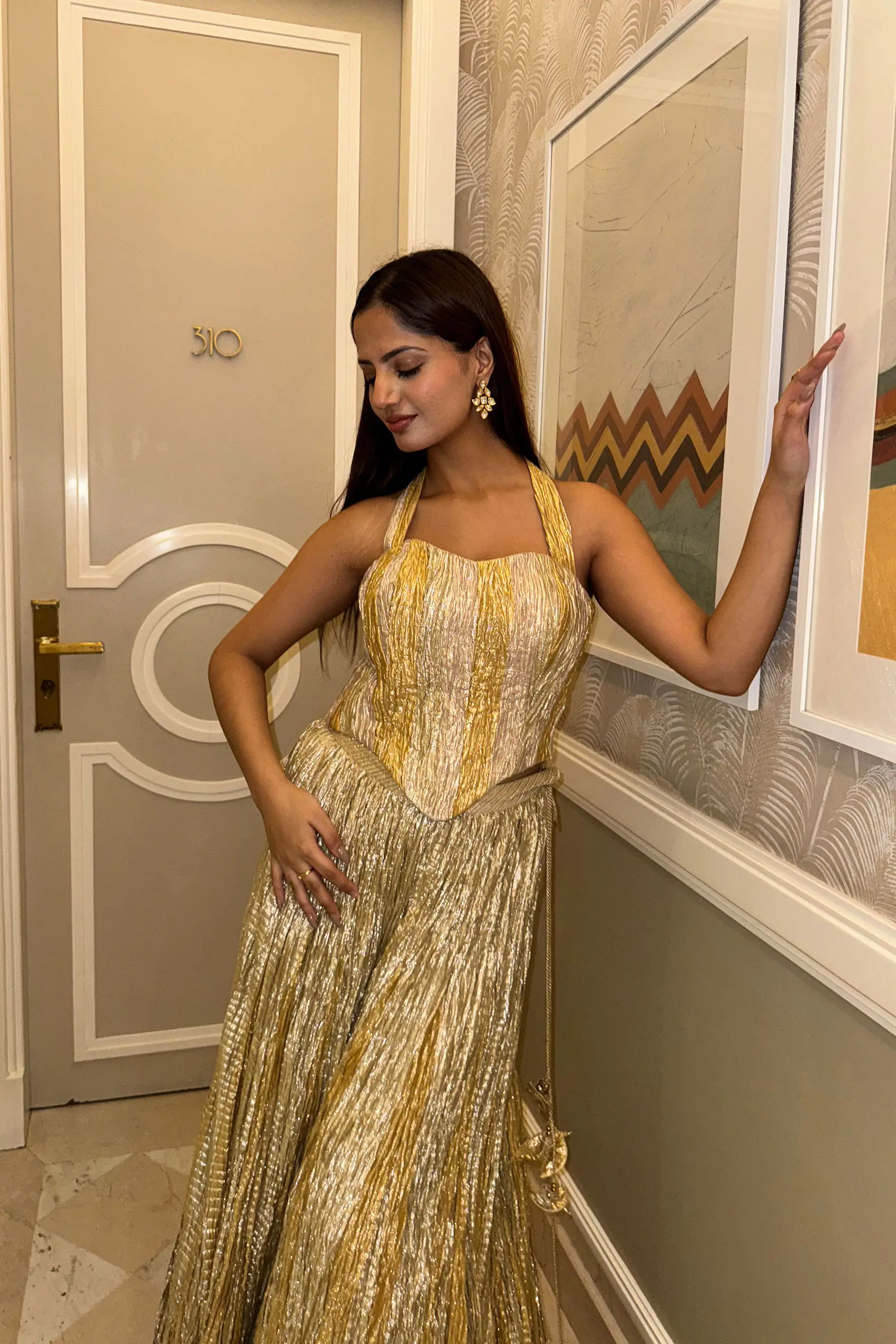 Shades of gold Corset Flared Pallazo set - Image 2