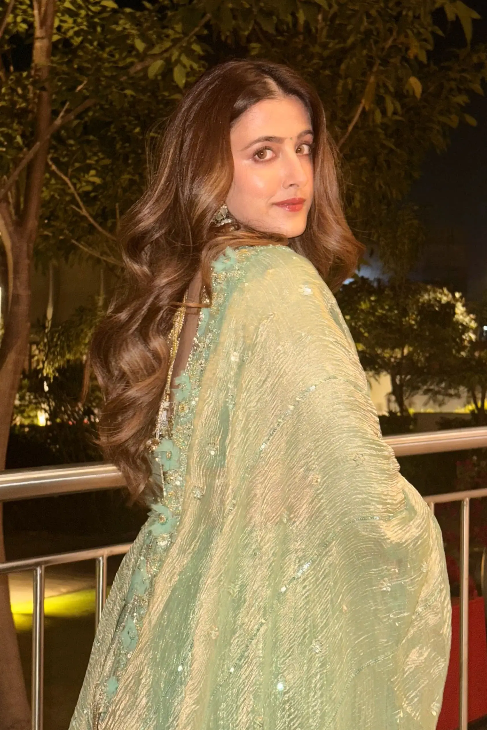 Nupur sanon in a sea green metallic drape embelished saree set - Image 2