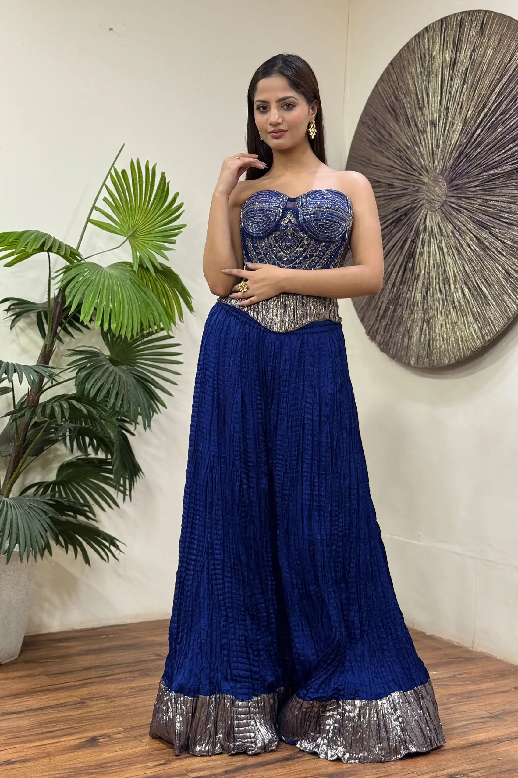 Vipra Mehta in an Ink Blue Embellished Corset Pallazo set - Image 4